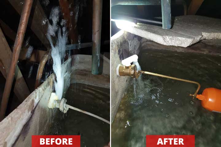 We replaced a roof tank ball valve